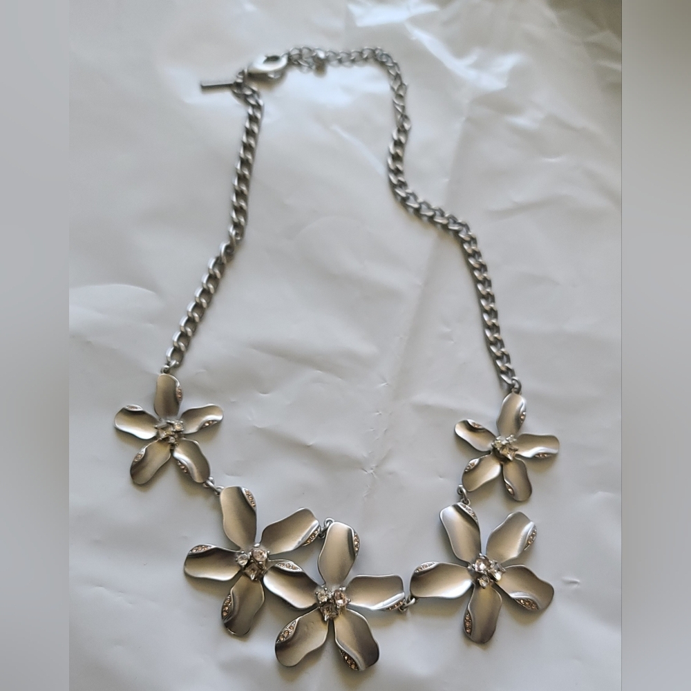 Lane Bryant Silver Floral Necklace